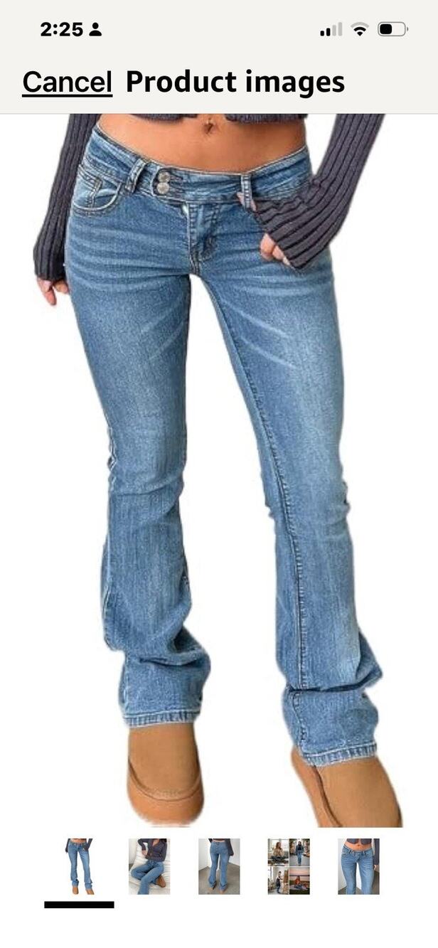 NEW! Justalwart Jeans Women Size XS Blue Curvy Flare Double Button Denim Pants